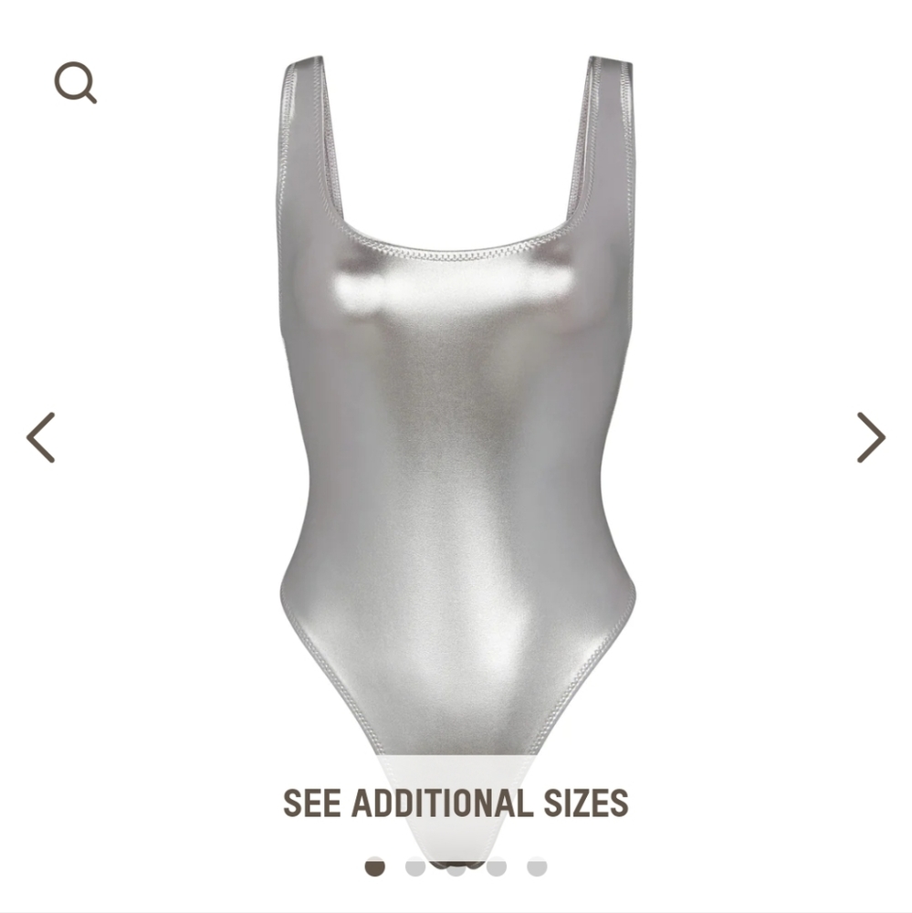 NWOT SKIMS* Metallic Swim High-cut ONE PIECE size MEDIUM in NICKEL *